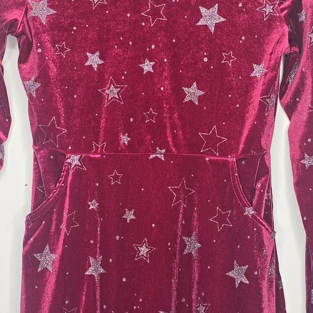 Gymboree Velvet Star Dress Kids XL 14 Burgundy‎ Glitter Celestial Holiday Skater